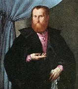 Lorenzo Lotto Portrait of a Man in Black Silk Cloak oil painting artist